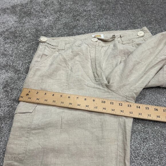 Talbots Irish Linen Wide Leg Cargo Pants Womens 18 Beige High Rise Boho 36x33 - Picture 10 of 13